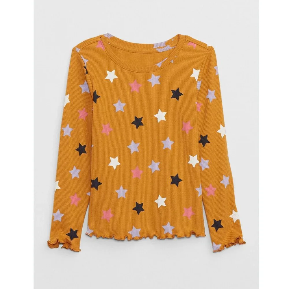 GAP GapBaby Toddler Girls Ribbed Star Print Long Sleeve Tee